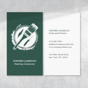 Tarjeta De Visita Servicio de Pintor y Decorador Verde y Blanco