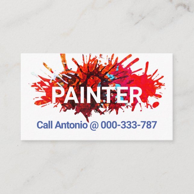 Tarjeta De Visita Servicio de pintura de tablillas de pintura de pin (Anverso)