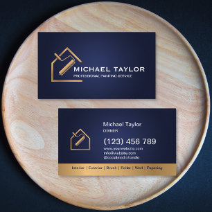 Tarjeta De Visita Servicio de pintura profesional Navy Gold de lujo
