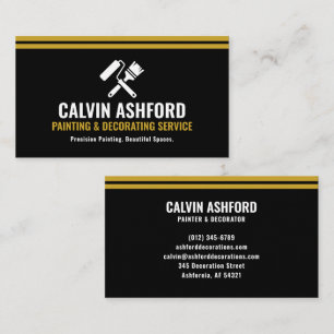 Tarjeta De Visita Servicio de Pintura y Decoración Moderno Negro Oro