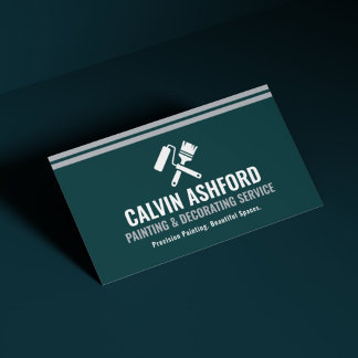 Tarjeta De Visita Servicio de Pintura y Decoración Moderno Turquesa 