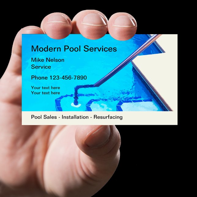 Tarjeta De Visita Servicio De Piscina Diseño Moderno (Subido por el creador)