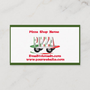Tarjeta De Visita Servicio de pizza, verde rojo, personalizado