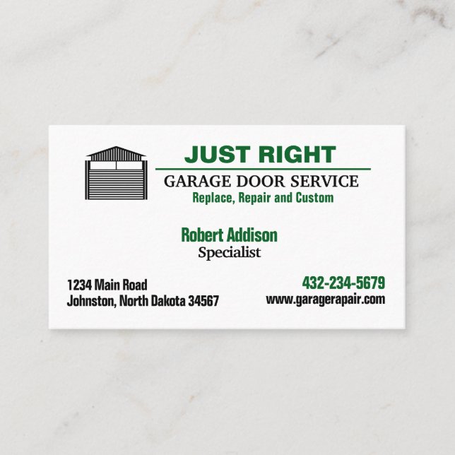 Tarjeta De Visita Servicio de puertas de garaje profesional (Anverso)