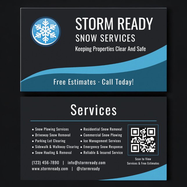 Tarjeta De Visita Servicio de Remoción de Nieve Código QR Profesiona (Subido por el creador)