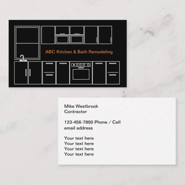 Tarjeta De Visita Servicio De Remodelación De Cocina Y Bañera (Anverso / Reverso)