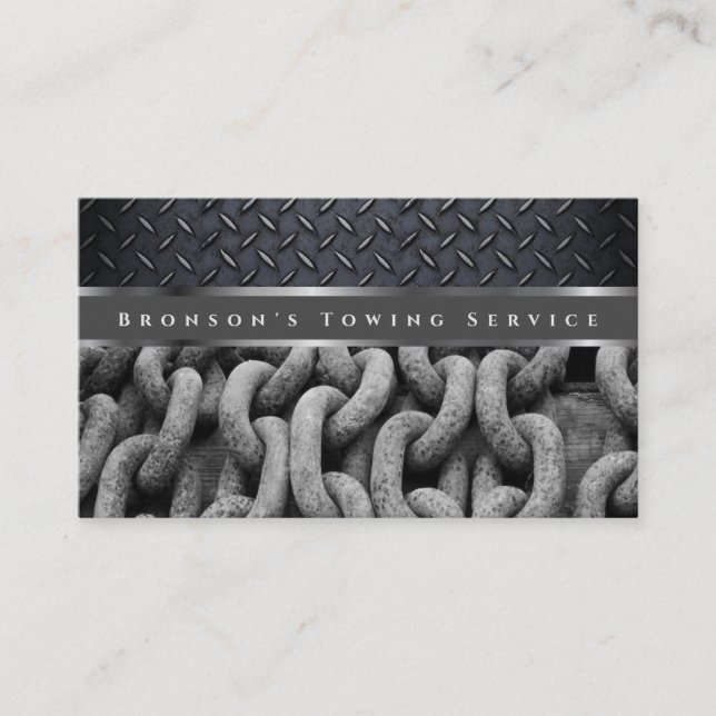 Tarjeta De Visita Servicio de remolque automático de acero gris prof (Anverso)