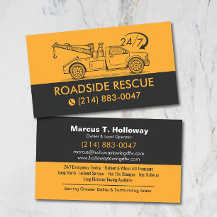 Tarjeta De Visita Servicio de Remolque y Recuperación Bold 24/7