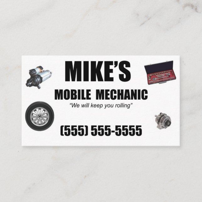 Tarjeta De Visita servicio de reparación automática móvil mecánica (Anverso)