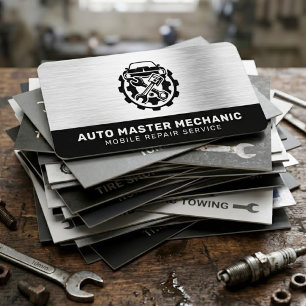 TARJETA DE VISITA SERVICIO DE REPARACIÓN AUTOMOTRIZ MECÁNICO DE AU