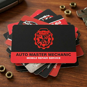 TARJETA DE VISITA SERVICIO DE REPARACIÓN DE AUTOS MECÁNICO AUTOMOT