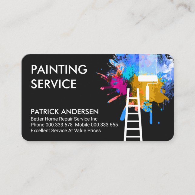 Tarjeta De Visita Servicio de reparación del hogar de pintura salpic (Anverso)
