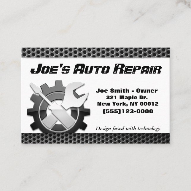 Tarjeta De Visita Servicio de reparación del motor mecánico automáti (Anverso)