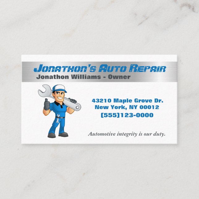 Tarjeta De Visita Servicio de reparación mecánica automática de pers (Anverso)