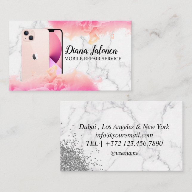 Tarjeta De Visita Servicio de reparación móvil de teléfono móvil de  (Anverso / Reverso)