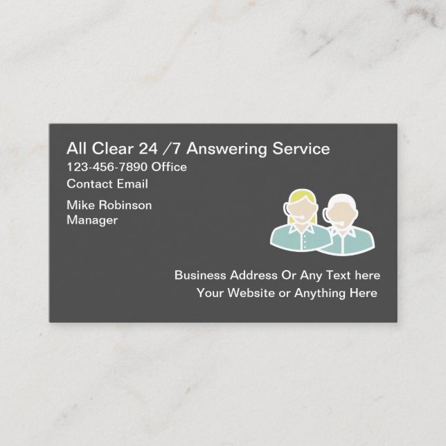 Tarjeta De Visita Servicio de respuesta profesional las 24 horas (Anverso)