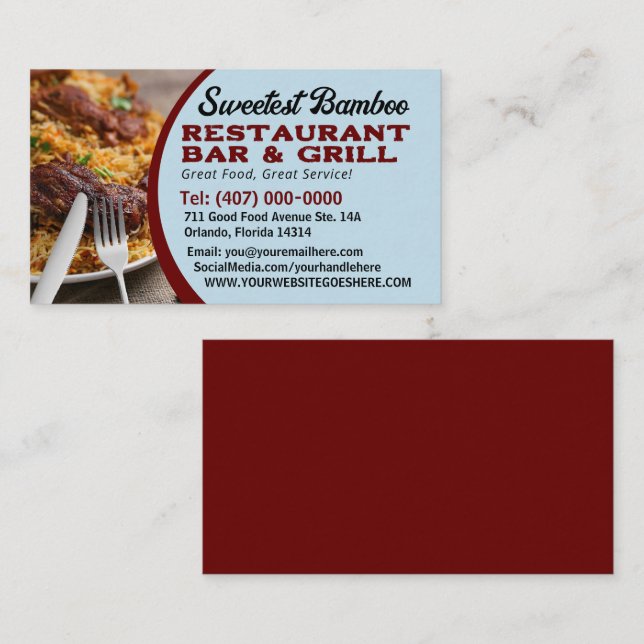 Tarjeta De Visita Servicio de restauración del restaurante Cook de s (Anverso / Reverso)