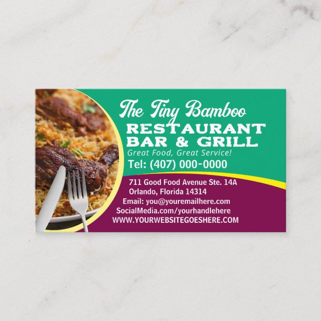 Tarjeta De Visita Servicio de restauración del restaurante Cook de s (Anverso)