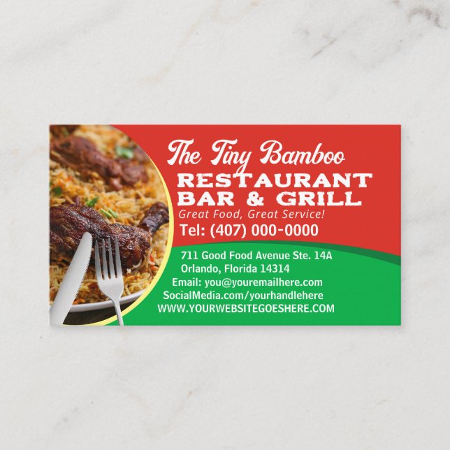 Tarjeta De Visita Servicio de restauración del restaurante Cook de s (Anverso)