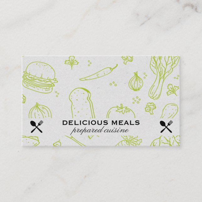 Tarjeta De Visita Servicio de restauración | Patrón de alimentos (Anverso)