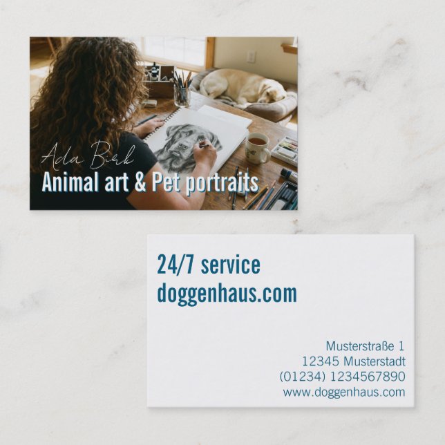 Tarjeta De Visita Servicio de retratos de mascotas  (Anverso / Reverso)