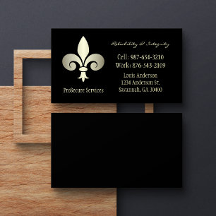 Tarjeta De Visita Servicio de Seguridad Fleur de Lis Gold