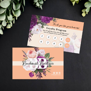 Tarjeta De Visita Servicio de Sello de Lealtad Floral Vintage Pretty