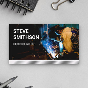 Tarjeta De Visita Servicio de soldadura Metal Works de acero metálic