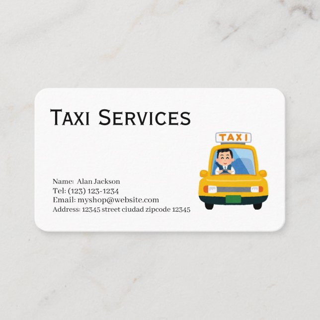 Tarjeta De Visita Servicio de taxi (Anverso)