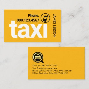 Tarjeta De Visita Servicio de Taxi Amarillo Minimalista Simple