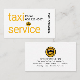 Tarjeta De Visita Servicio de Taxi Amarillo Minimalista Simple
