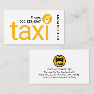 Tarjeta De Visita Servicio de Taxi Amarillo Minimalista Simple
