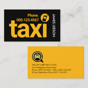 Tarjeta De Visita Servicio de Taxi Amarillo Minimalista Simple