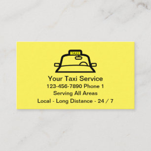 Tarjeta De Visita Servicio de Taxi Amarillo Simple