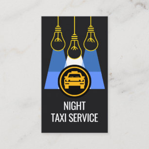 Tarjeta De Visita Servicio de Taxi Bombillas Brillando en la Noche