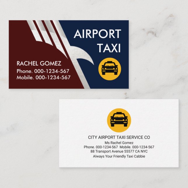 Tarjeta De Visita Servicio de taxi de águila de plata volando (Anverso / Reverso)