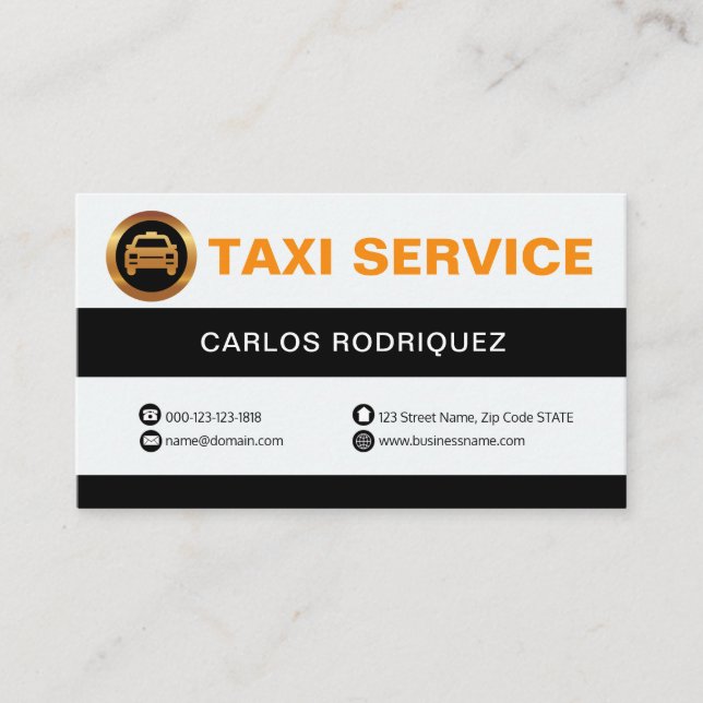 Tarjeta De Visita Servicio De Taxi De Columna Blanco Y Negro Retro (Anverso)