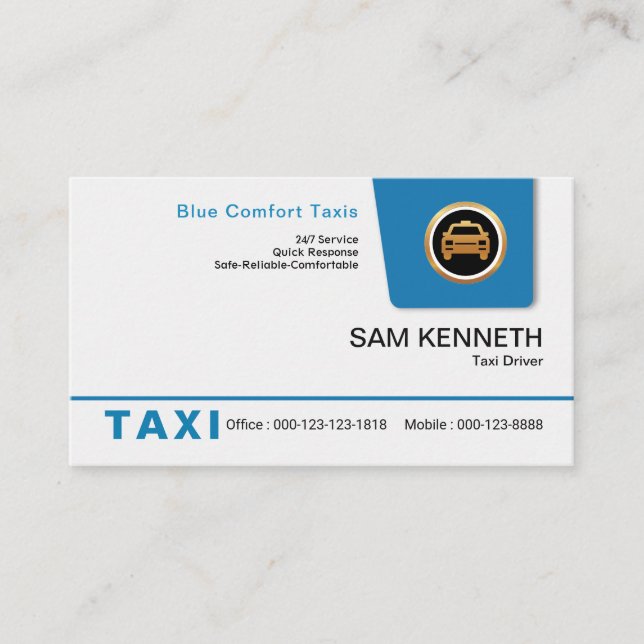 Tarjeta De Visita Servicio de taxi de la pestaña desplegable azul br (Anverso)