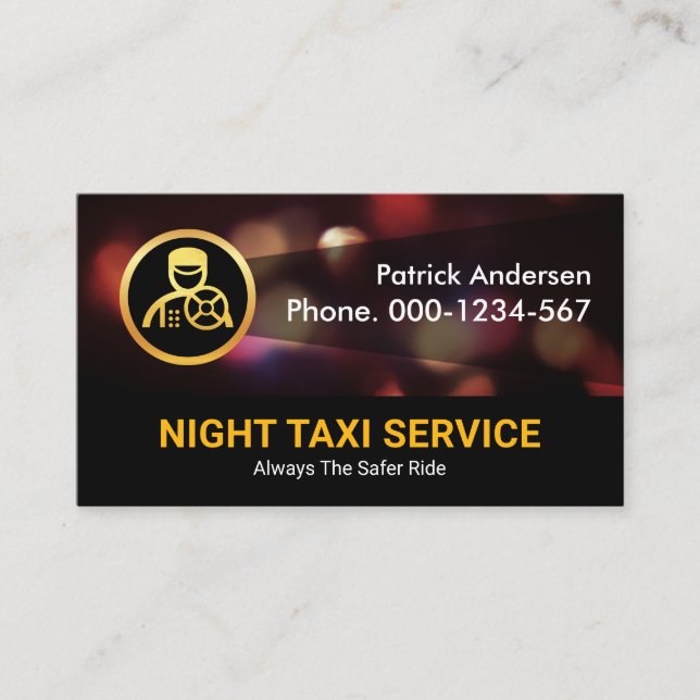 Tarjeta De Visita Servicio de Taxi de Luces Nocturnas de Tráfico (Anverso)