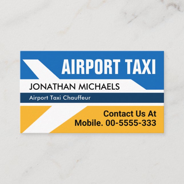 Tarjeta De Visita Servicio de Taxi del Aeropuerto de Vuelo de Avión (Anverso)