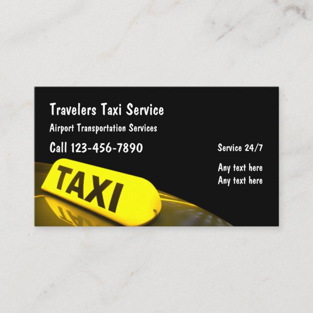 Tarjeta De Visita Servicio de taxi del aeropuerto Luz Taxi moderna (Anverso)