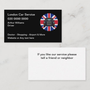 Tarjeta De Visita Servicio de taxi en Londres, Reino Unido