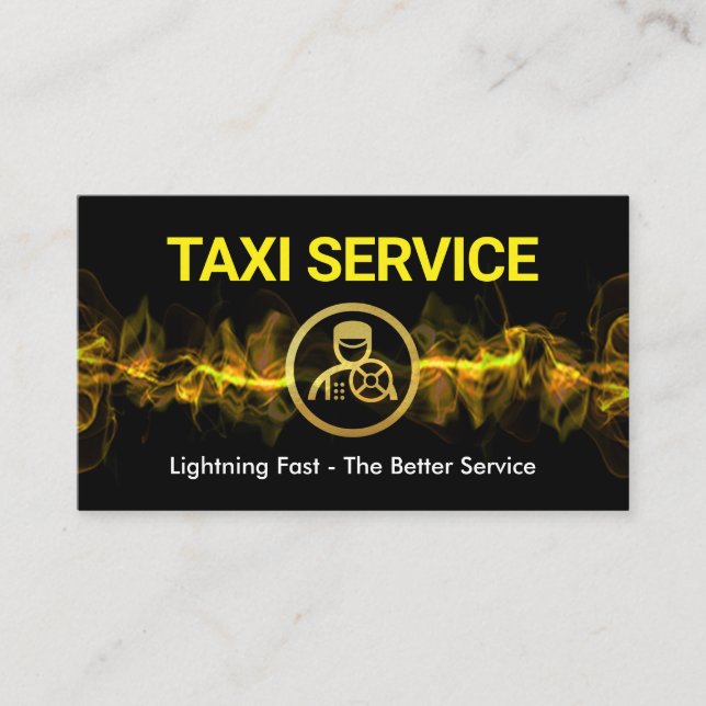 Tarjeta De Visita Servicio de taxi Lightning amarillo caliente (Anverso)