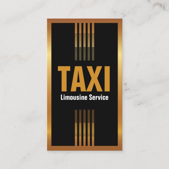 Tarjeta De Visita Servicio de Taxi Limousine Profesional Gold Stripe (Anverso)