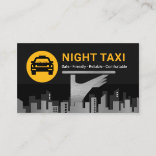 Tarjeta De Visita Servicio de Taxi Nocturno Silueta de la Ciudad