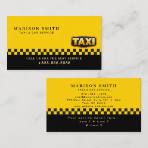 Tarjeta De Visita Servicio de Taxi Profesional 