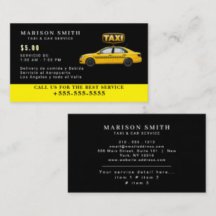 Tarjeta De Visita Servicio de Taxi Profesional 