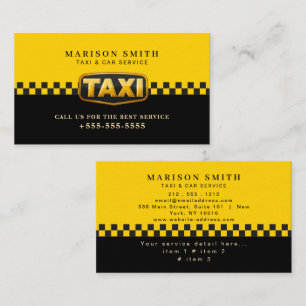 Tarjeta De Visita Servicio de Taxi Profesional