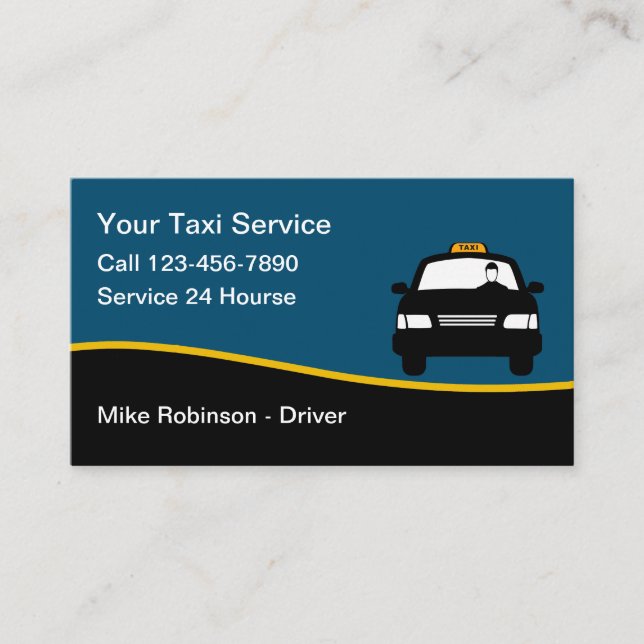 Tarjeta De Visita Servicio De Taxi Sencillo Y Alquiler De Atención (Anverso)