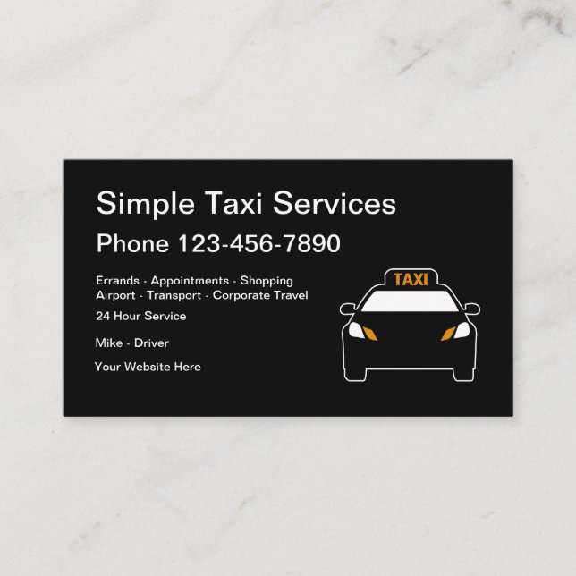 Tarjeta De Visita Servicio de taxi urbano moderno y sencillo (Anverso)
